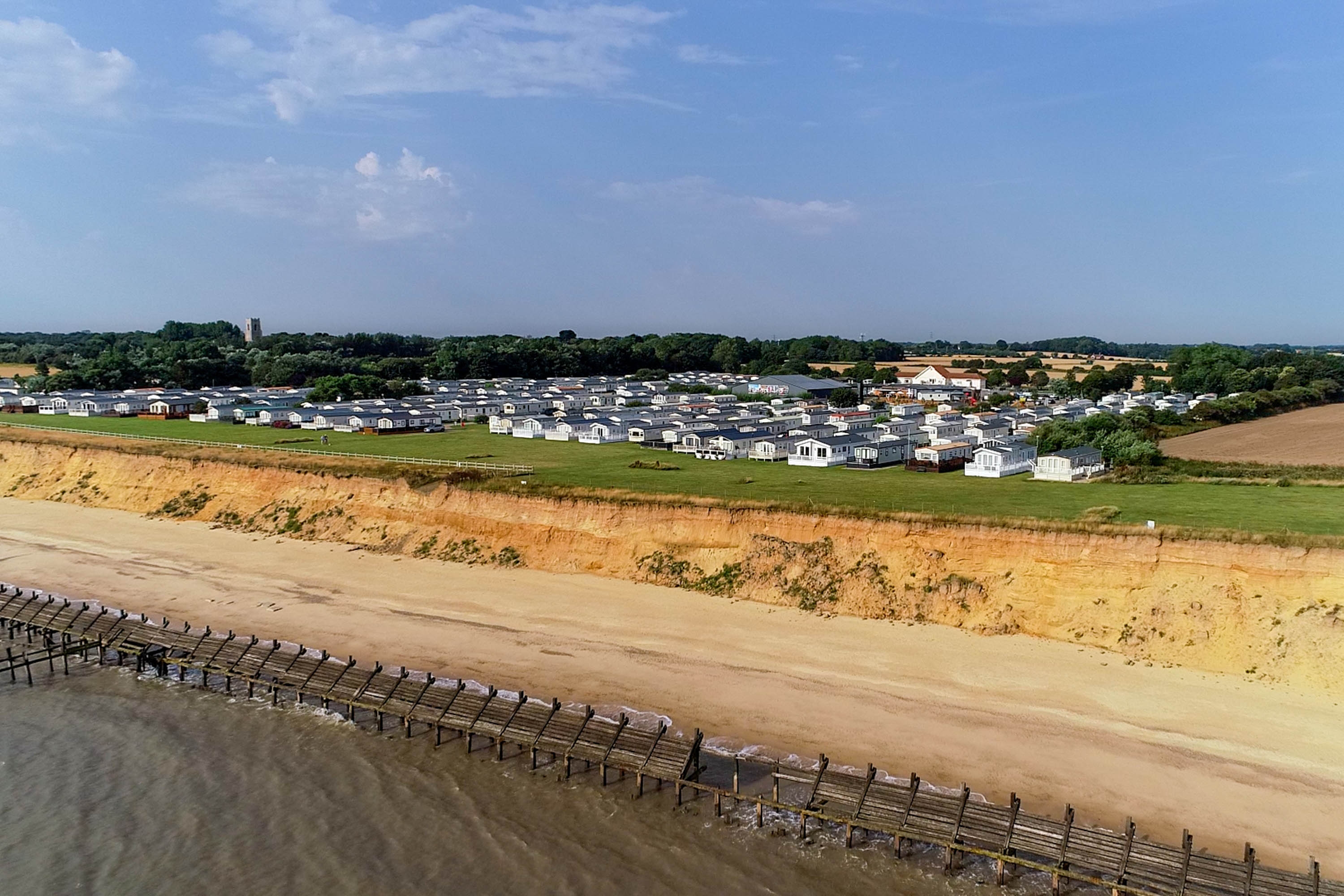 Broadland Sands park view over beach