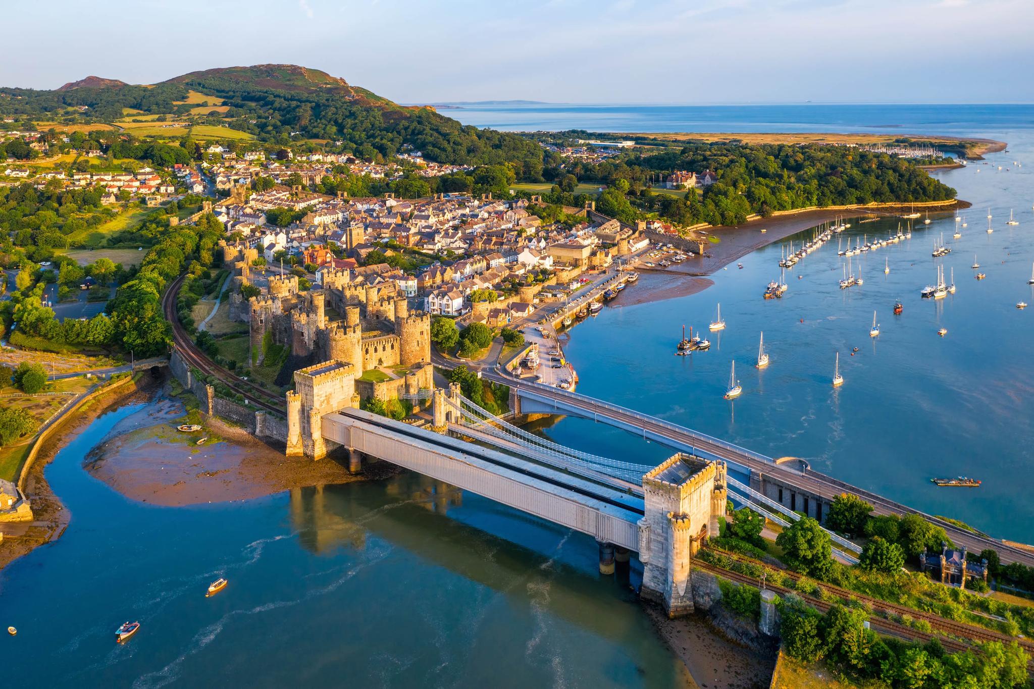 Conwy Old town, port and castle, North Wales
