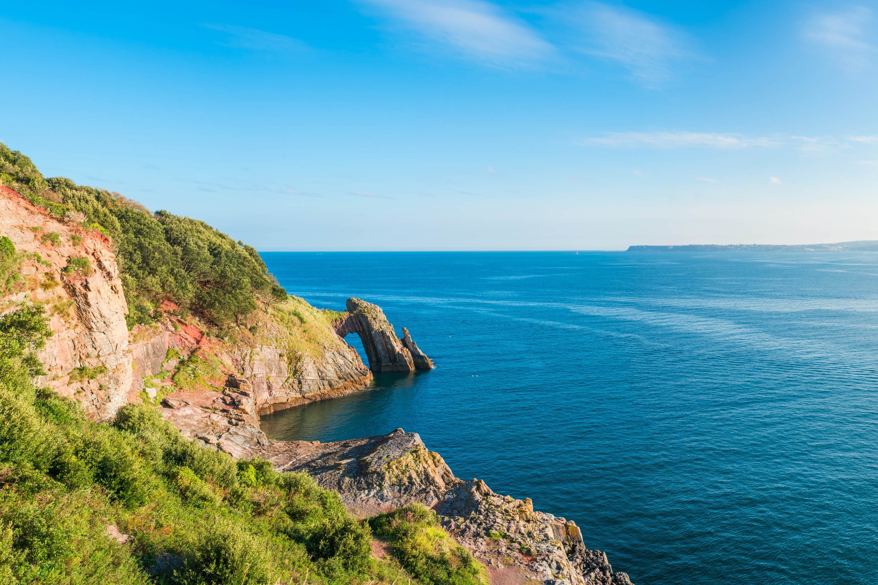 View of London Bridge rock formation, Torquay, Devon