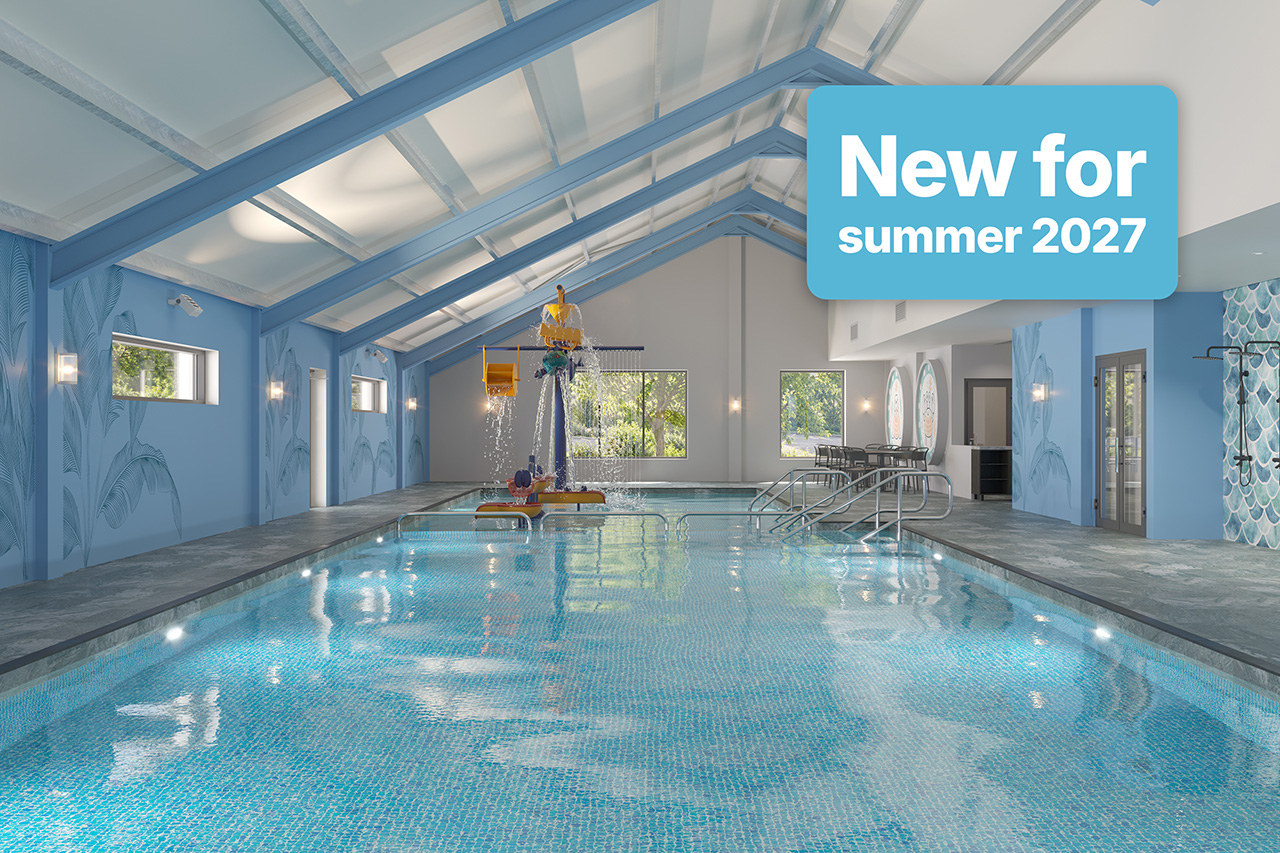 Take a swim in our new indoor pool, featuring splash zone. Opening summer 2027.