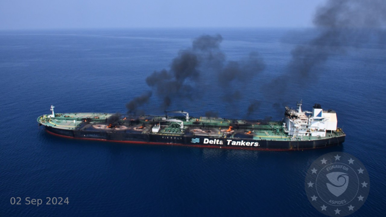 tanker ship on fire