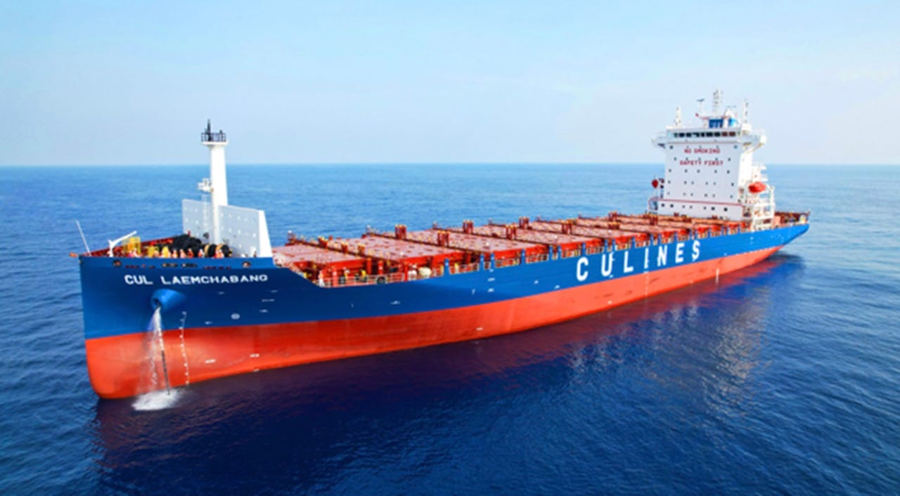 a container ship at sea