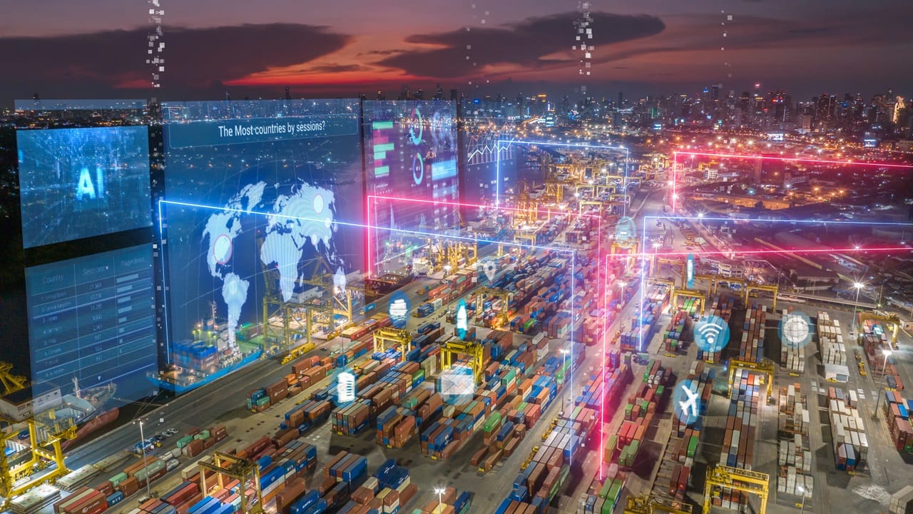 digital overlay on container port