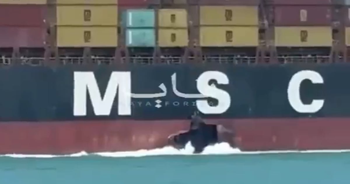 Large explosion as MSC container ship struck in the Gulf