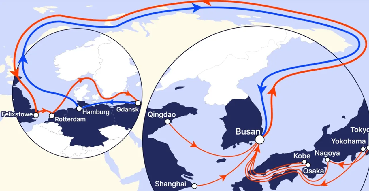 container shipping service map