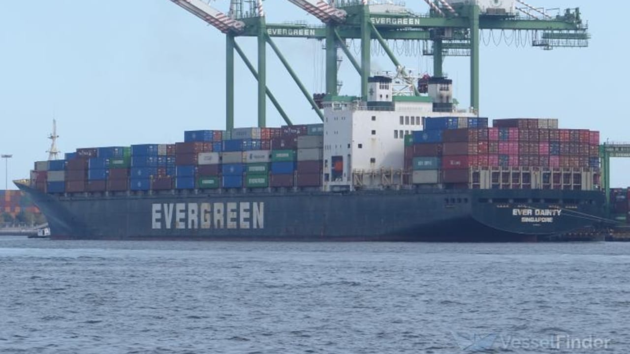 Container ship in a port Container ship in a port