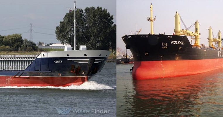 Coaster sinks in North Sea after collision with bulk carrier