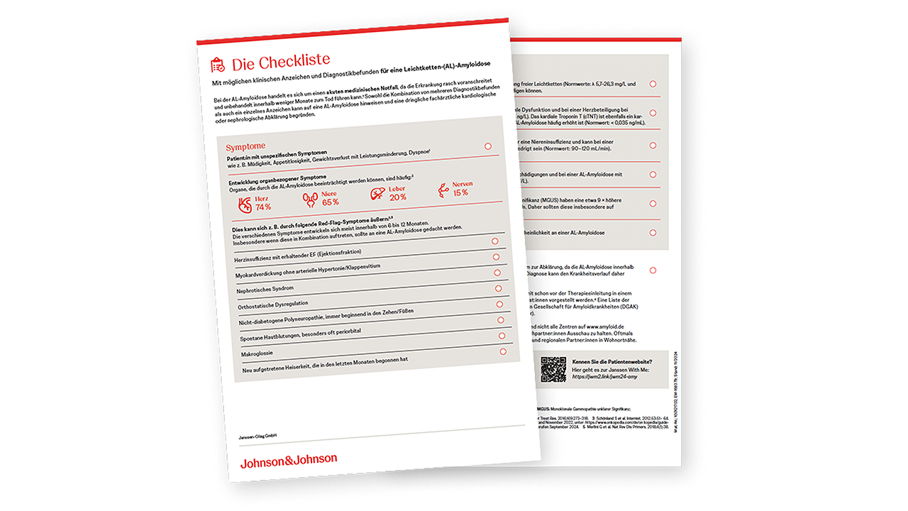Checkliste zu Symptomen der AL-Amyloidose