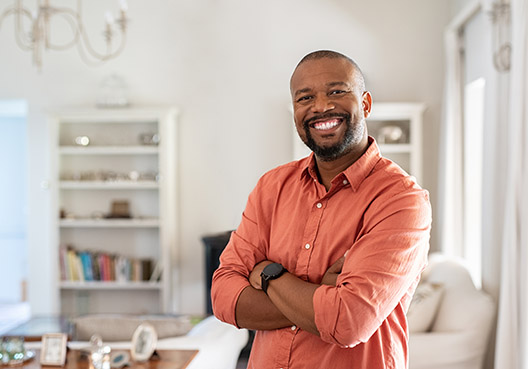 Domestic Package man standing in a lounge