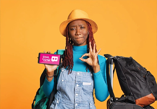 A student using her mobile phone to buy a travel cover online before leaving for an international study trip A student using her mobile phone to buy a travel cover for an international study trip