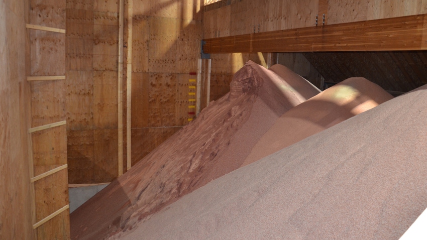 dry fertilizer stored in barn