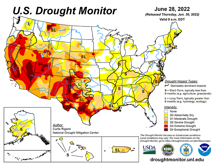 June 28 2022 drought monitor map