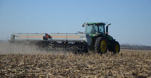 Cover crops and tractor in field during harvest