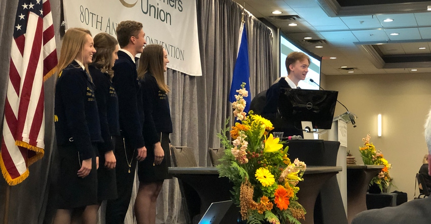 Minnesota farmer-delegates involved with Farm Bureau and Farmers Union organizations were busy attending recent annual meetin Minnesota farmer-delegates involved with Farm Bureau and Farmers Union organizations were busy attending recent annual meetin