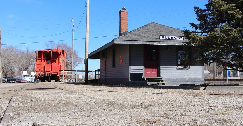 railroad depot sits in Buckner, Mo.