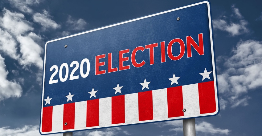 Road sign reading 2020 Election, U.S. 2020 election.  