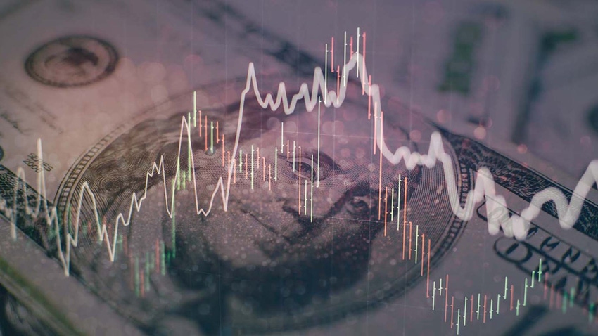 market chart with dollar in background market chart with dollar in background