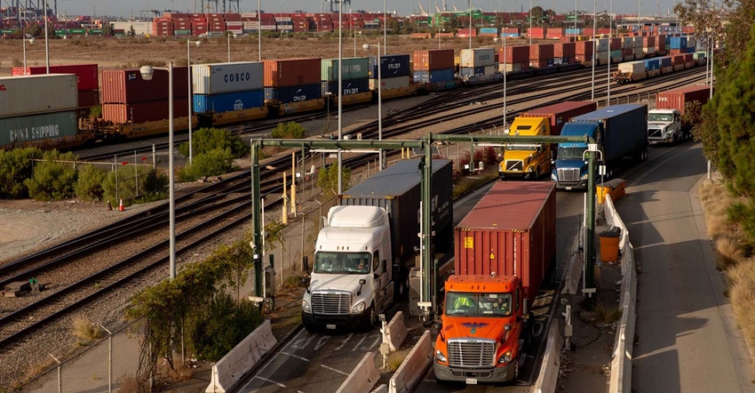 Container trucks and rail cars Container trucks and rail cars