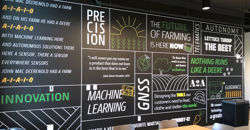 graphic wall at new John Deere headquarters