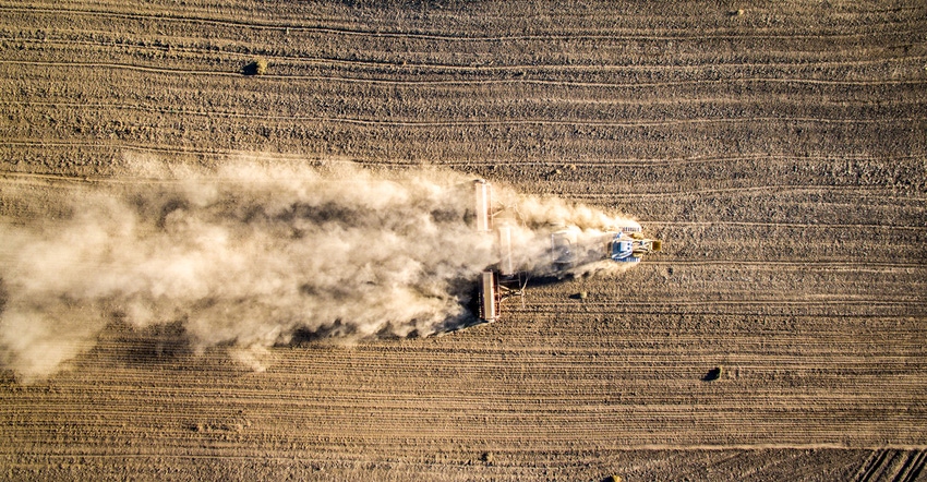 Aerial view of wheat planting