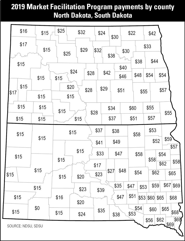 ND and SD county maps