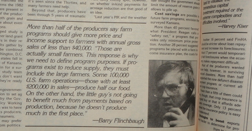 A 1984 newspaper shows Kansas farmers advocating farm policy changes