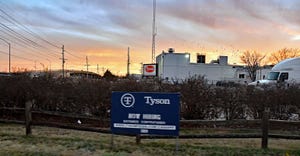 View of a sign outside a Tyson Fresh Meats production plant. Emporia Kansas, January 8, 2020