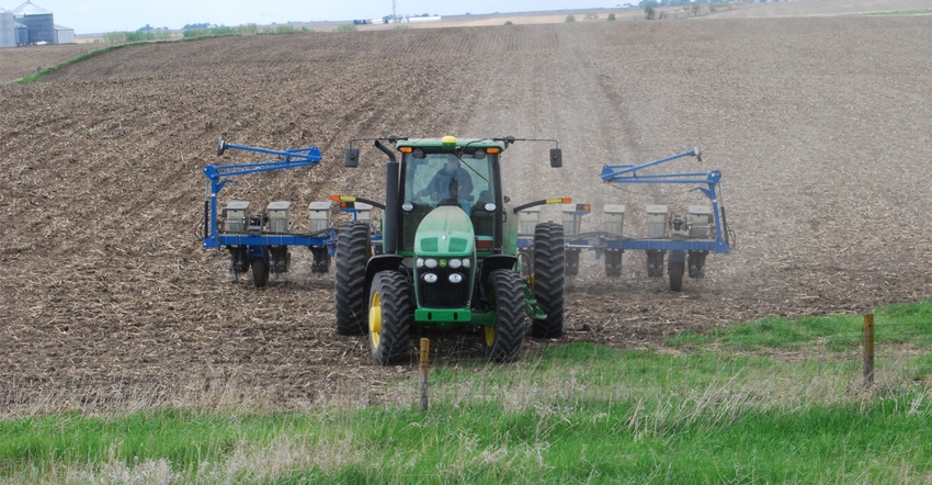 Planter in field