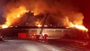 bushel storage dome on fire