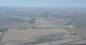An aeriel picture of flooded Nebraska farm land.