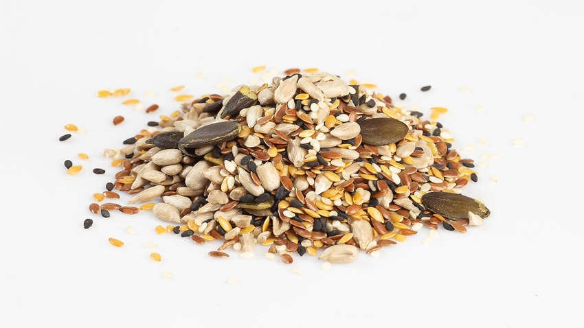 Raw seed mix isolated on a white background