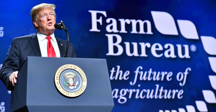Trump addresses the annual American Farm Bureau Federation convention