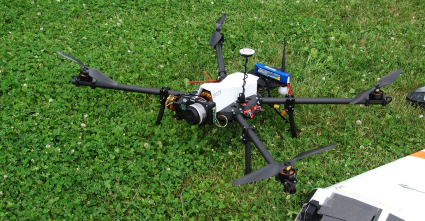 a drone laying in field