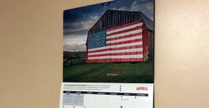 American flag hanging on wall