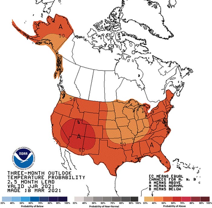 three month outlook Temperature Probability