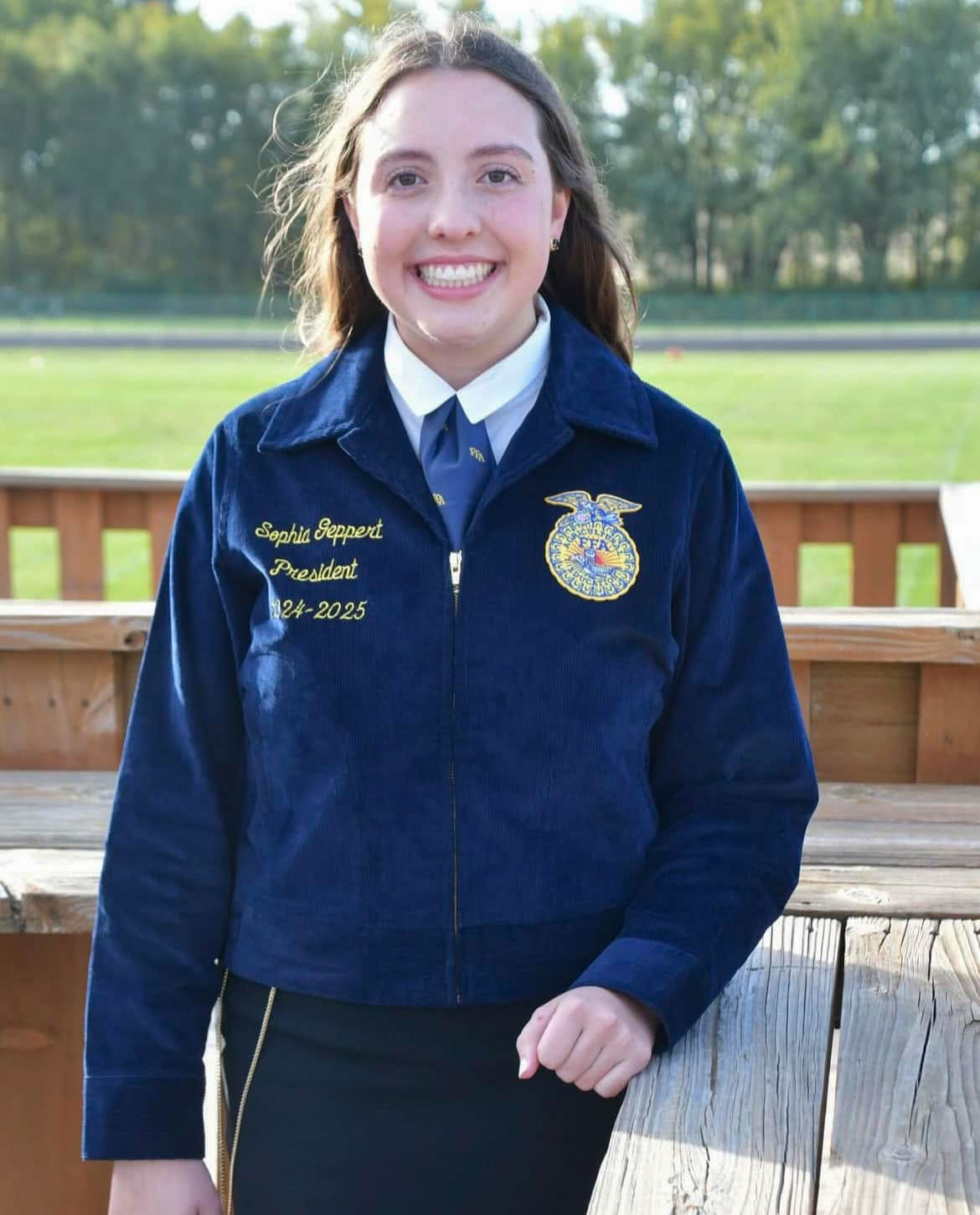 Sophie Geppert wears her Missouri FFA jacket