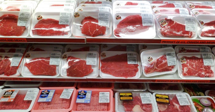 meat display at grocery store