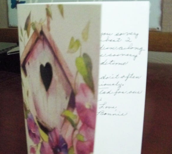 greeting card with message written on the inside