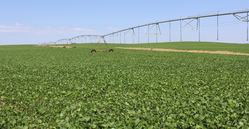 irrigation equipment in soybean field