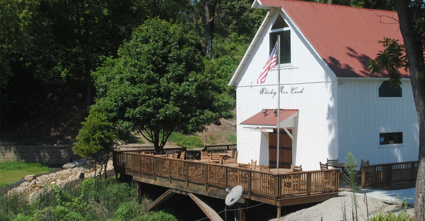 an old barn that is Whiskey Run Creek Winery and Distillery 