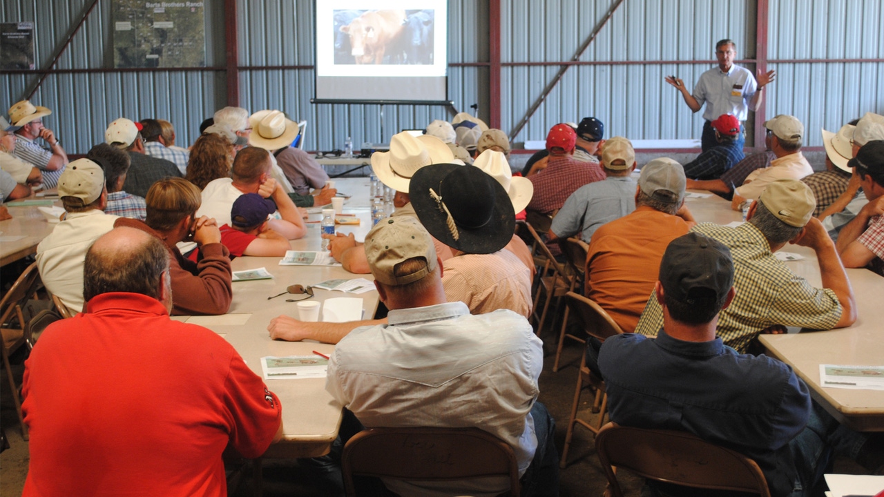 Farmers and ranchers gathering in a meeting