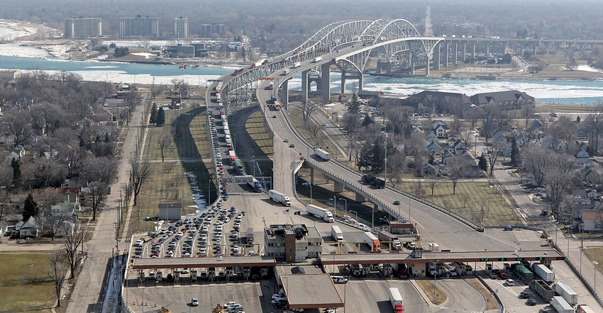 — the Detroit-Windsor crossing and the Blue Water Bridge between Port Huron, Mich., and Sarnia, Ontario