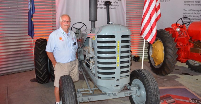 Gary Emsweller and a Massey-Harris I-330 tractor Gary Emsweller and a Massey-Harris I-330 tractor