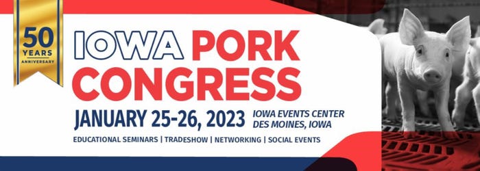 The Iowa Pork Congress sign for 50 years convention in January
