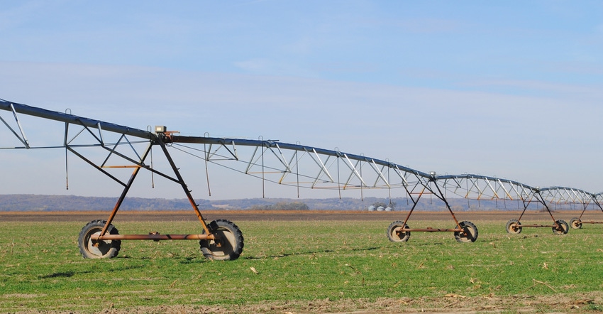 Irrigation equipment in field of cover crops.