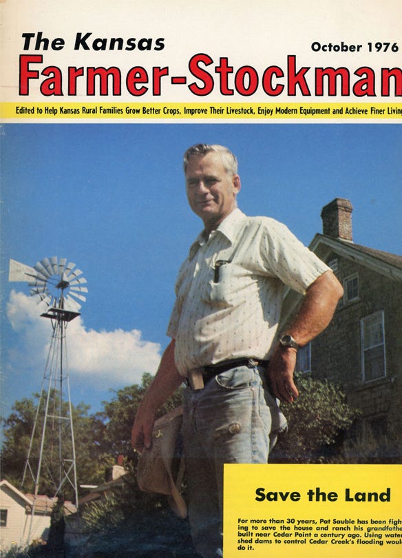 Flint Hills rancher Patrick Sauble  featured on the cover of the October, 1976, issue of the The Kansas Farmer-Stockman magazine