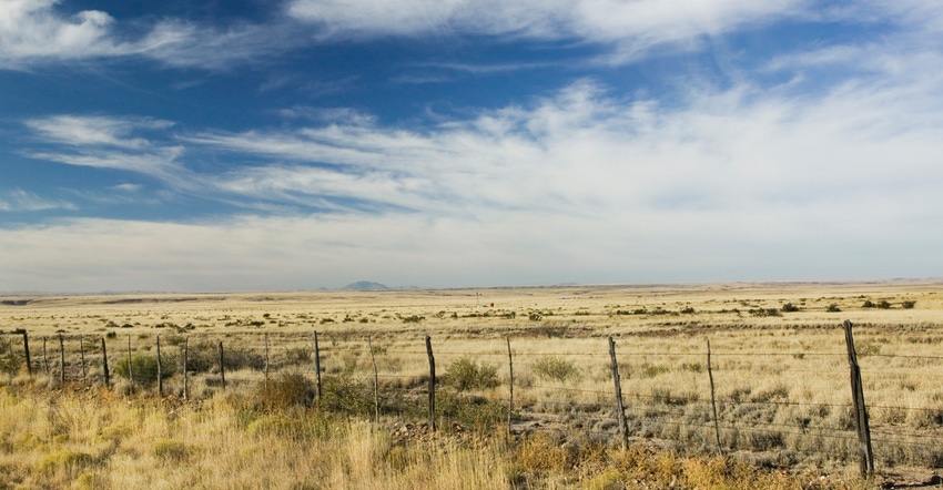 Fence across ranch land