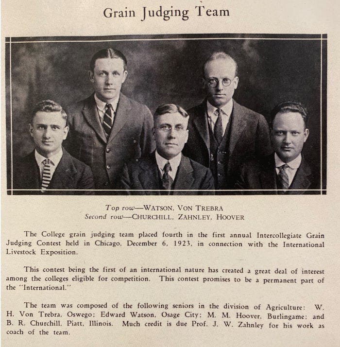 5 members of 1923 Kansas State Ag College juding 5 members of 1923 Kansas State Ag College juding