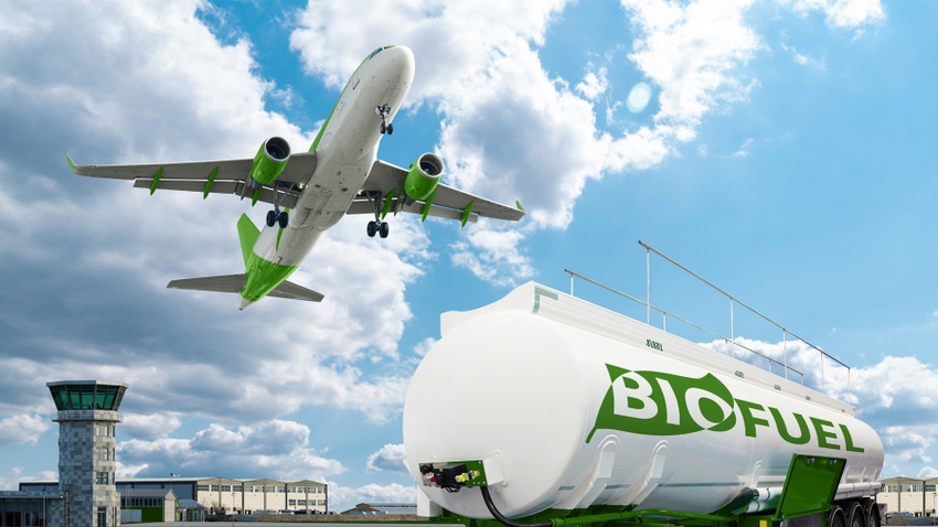 Airplane and biofuel tank trailer