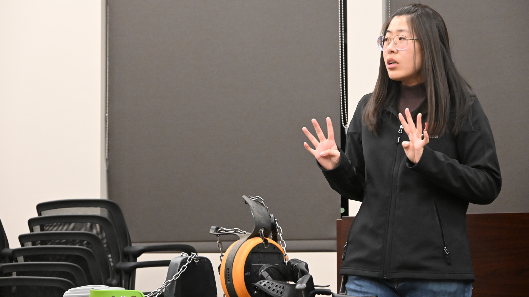 Yijie Xiong, a precision livestock management Extension specialist